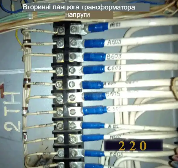 Панель релейного захисту з кабелями великого перерізу